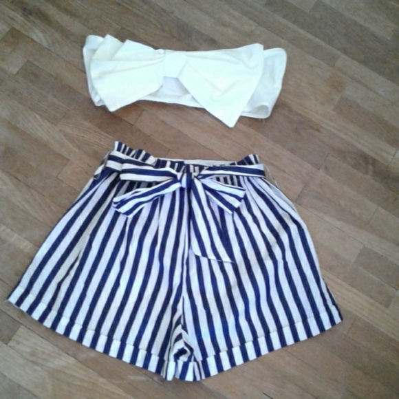 October Love Pants - WAS $48.  Blue and White Summer Shorts